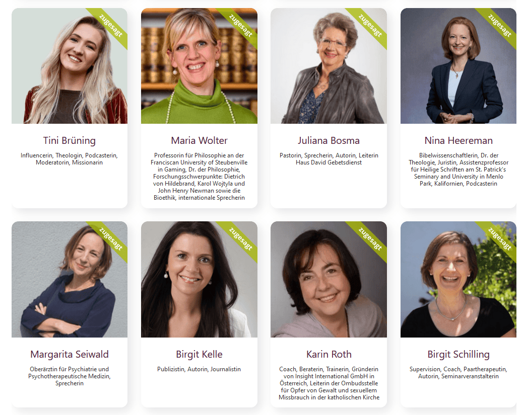 Catholic women and speakers at the online congress Frauenherz, including Birgit Kelle, Tini Brünning, Nina Heeremann and many more...