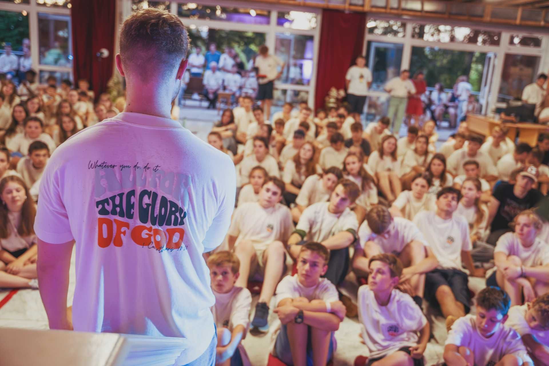 Regnum Christi youth at the UNITED Festival. Many young people listen intently to the introduction